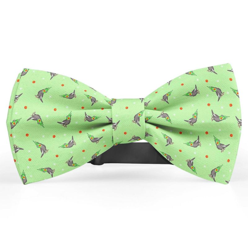 Cockatiel Bird Green Bow Tie For Men