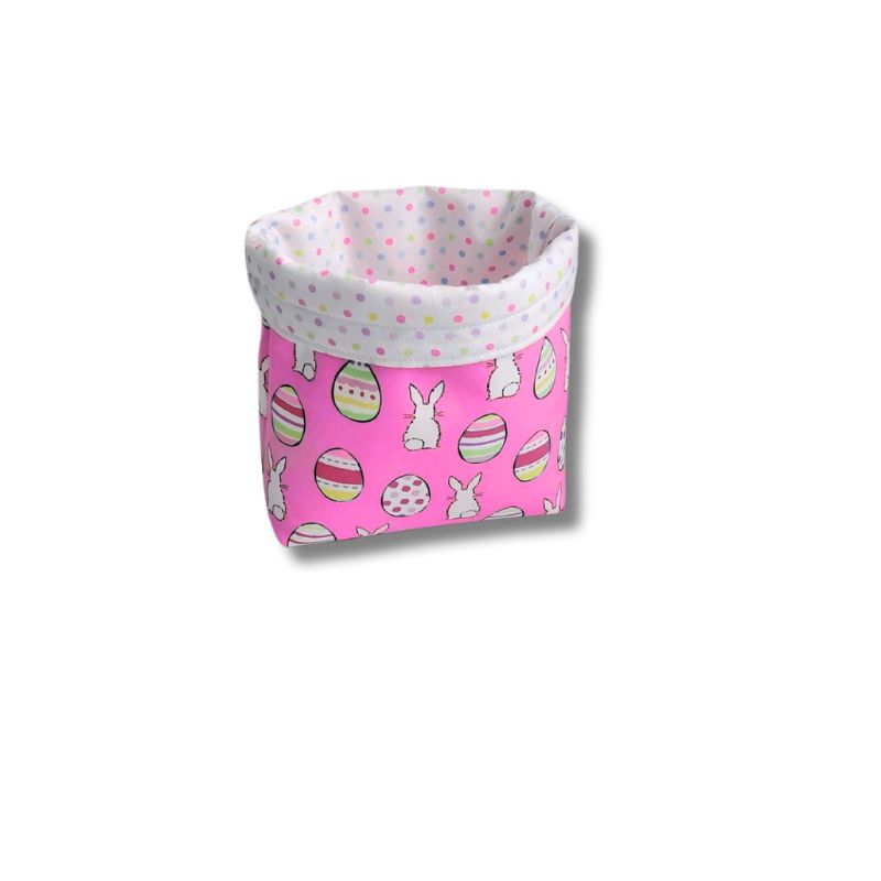 Pink Fabric Basket with Easter Bunny Pattern Housewarming Gift