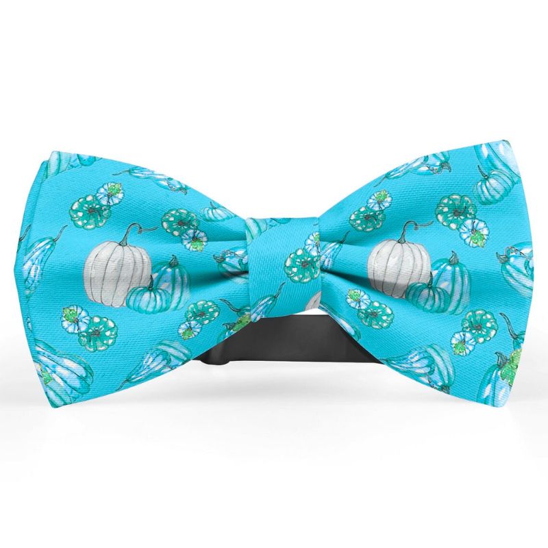 Watercolor Pumpkin Blue Bow Tie For Men