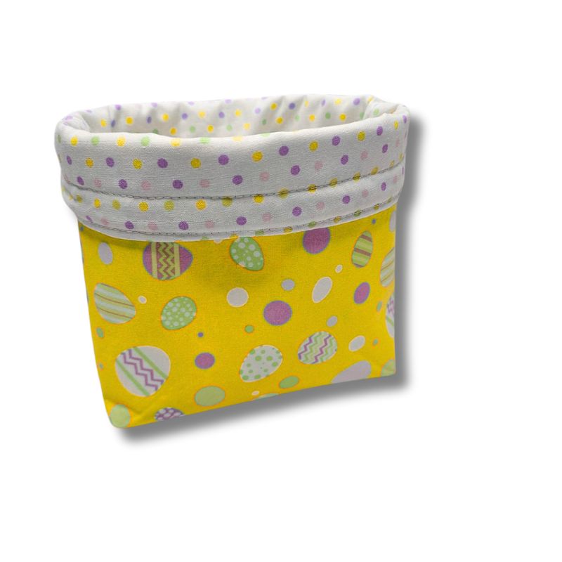 Yellow Fabric Basket with Easter Egg Pattern Housewarming Gift